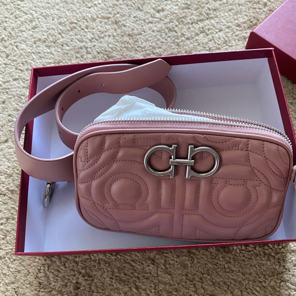 Ferragamo Pink Rose Quilted belt bag